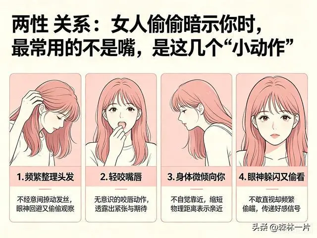两性关系：女人偷偷暗示你时，最常用不是嘴，是这几个“小动作”