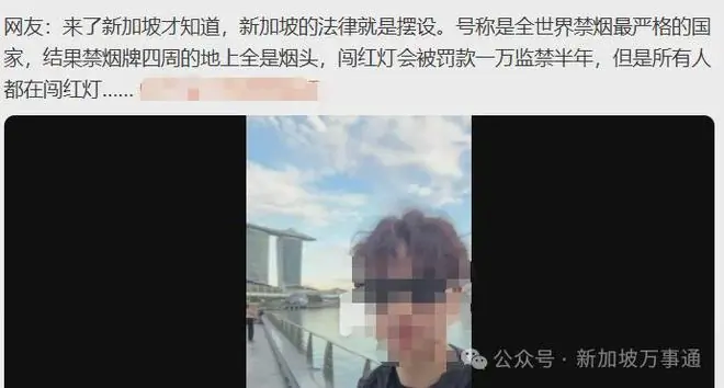 “新加坡法律就是个摆设！”中国网红实拍吐槽引热议