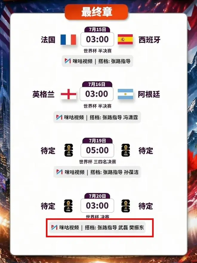 世界杯决赛解说阵容，请来了樊振东！