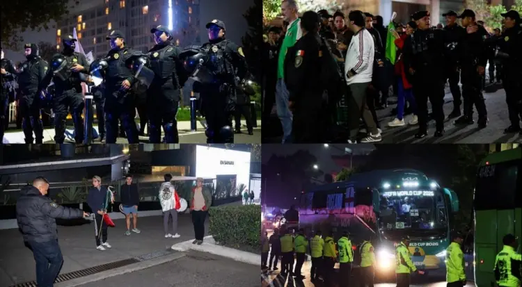 TA:墨西哥球迷在英格兰队下榻酒店干扰,警方设置了两道警戒线