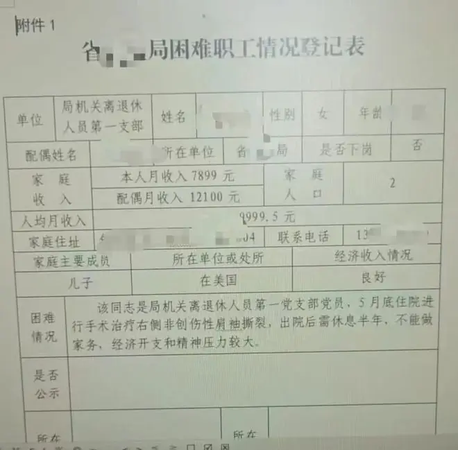 “月收入为7899元，配偶月收入为12100元”，63岁退休女子被列为困难职工？安徽省药监局：只是预选名单，经审核该女子不符合要求，已取消