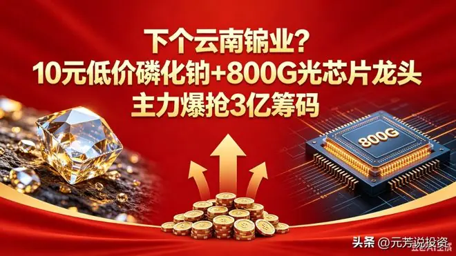 下个云南锗业？10元低价磷化铟+800G光芯片龙头 主力爆抢3亿筹码