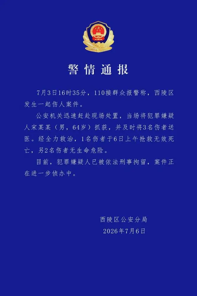1死2伤，宋某某（男，64岁）被抓，湖北警方通报