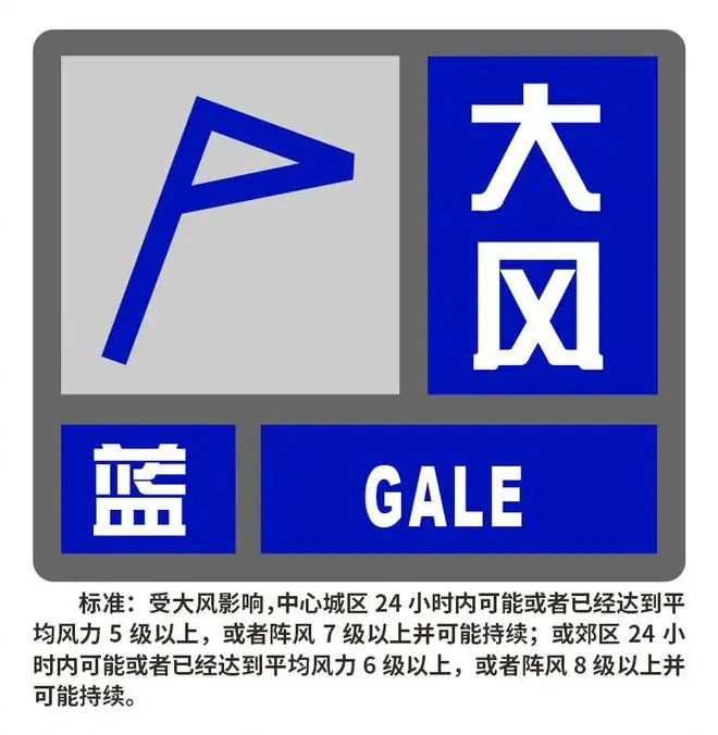 上海中心城区发布大风蓝警信号，目前“一黄一蓝”双预警高挂