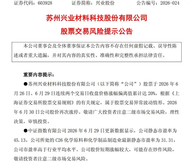 股价三连板,603928,紧急提示风险!