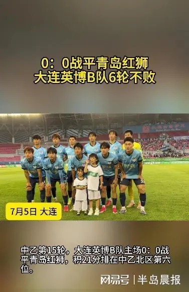 0：0战平青岛红狮！大连英博B队6轮不败